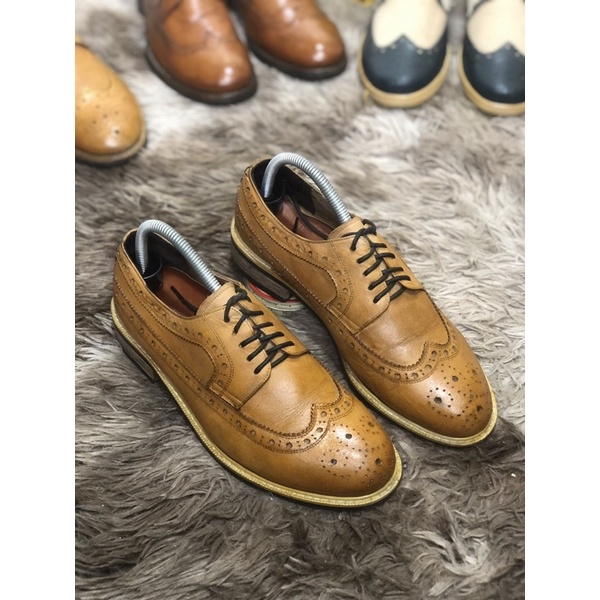 [Giày 2hand] [Size 41] [TonaShoe] Giày Tây Kiểu Dáng Wingtips Full Brouge Màu Vàng Nghệ