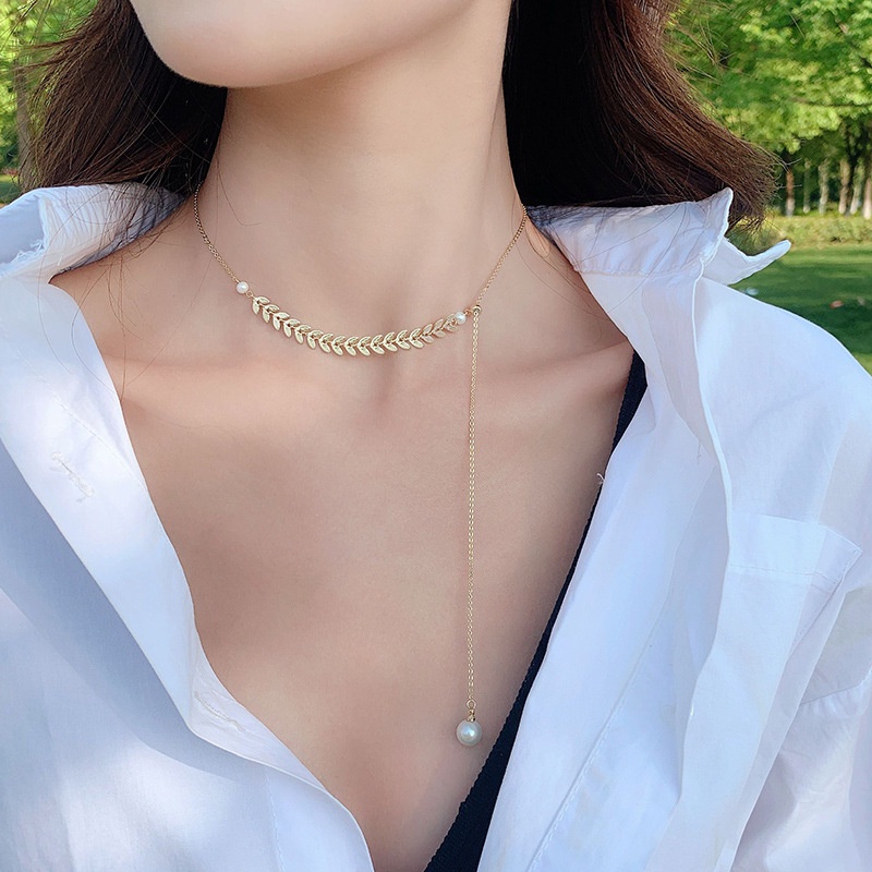 Dây chuyền mặt xỏ hạt ngọc trai đơn giản sang trọng