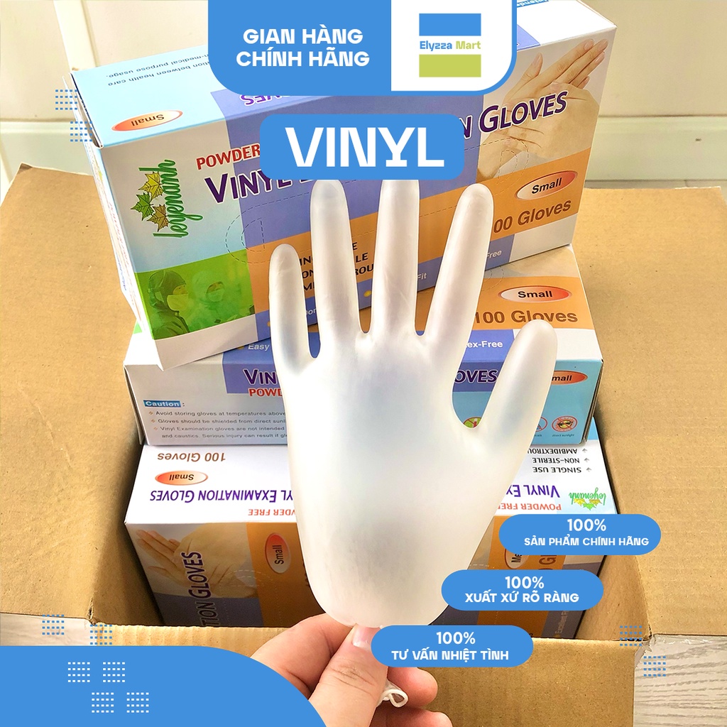 Găng Tay Y Tế Vinyl Trắng Trong Không Bột Chuyên Dùng Trong Thực Phẩm