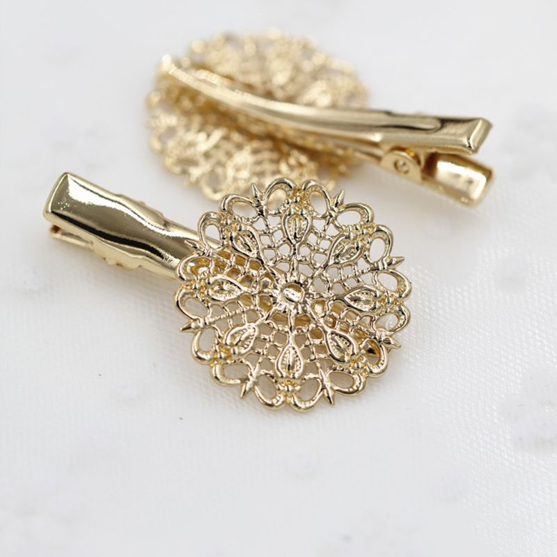 Kẹp Tóc Kim Loại Hình Hoa / Tròn Cổ Điển Cho Nữ