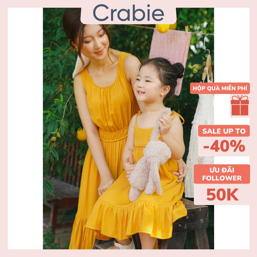 Set trang phục đôi CRABIE cho Mẹ và bé - Váy hai dây xoè đuôi cá - Amelia Set - Vàng