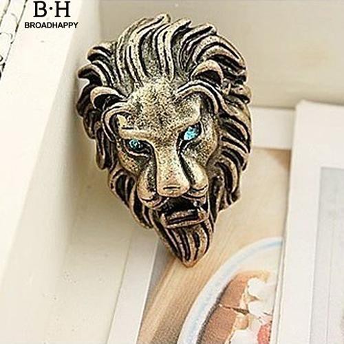 Nhẫn mạ vàng hình đầu sư tử phong cách vintage cho nam