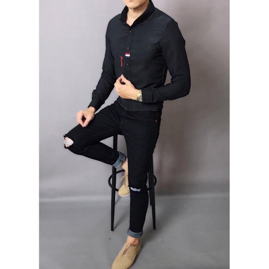 Áo Sơ Mi Nam Dài Tay Hàn Quốc Chuẩn Shop Form Slimfit Body Chất Cotton Lụa Không Nhăn Hàng loại 1