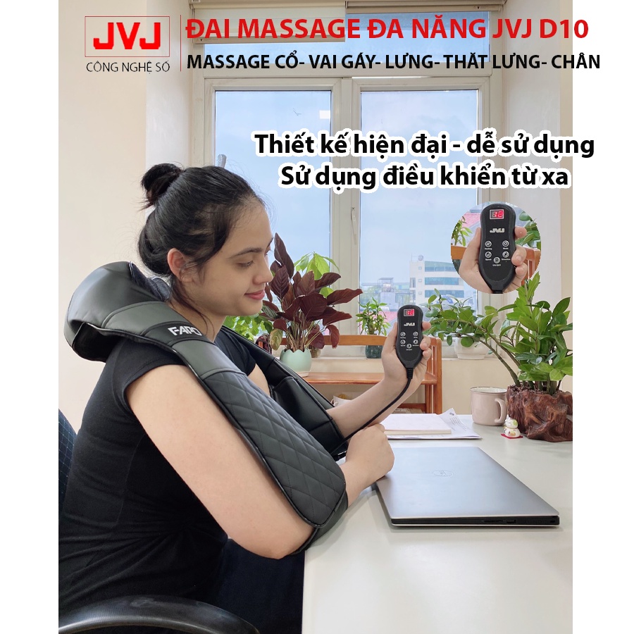 Đai massage cổ vai gáy hồng ngoại JVJ D10 3 chế độ massage hỗ trợ giảm đau vai gáy, bụng,cổ,lưng eo,tay chân- BH 12T