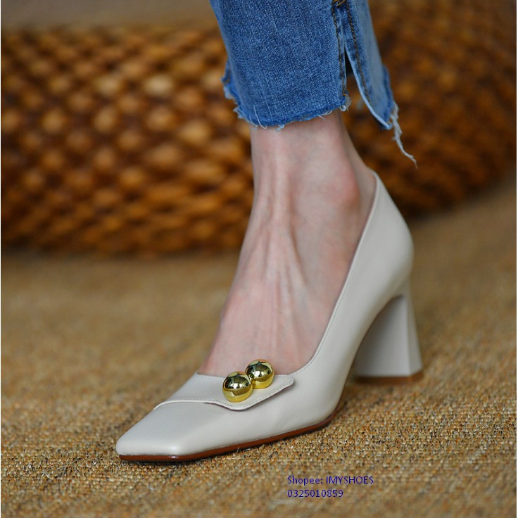 GIÀY CAO GÓT DA MŨI VUÔNG CỔ ĐIỆN - GIÀY IMYSHOES