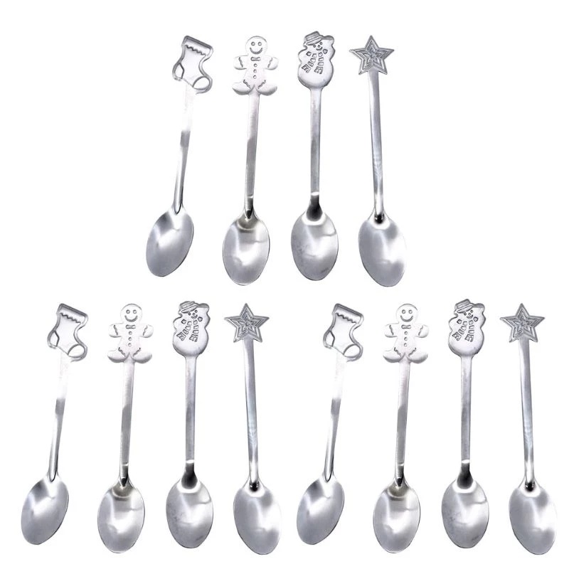 Set 4 muỗng cà phê thép không gỉ thiết kế phong cách Giáng Sinh 2023 sáng tạo tiện lợi