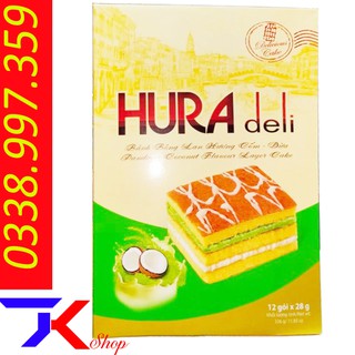 Bánh bông lan hương dừa Hura  deli hộp 336g