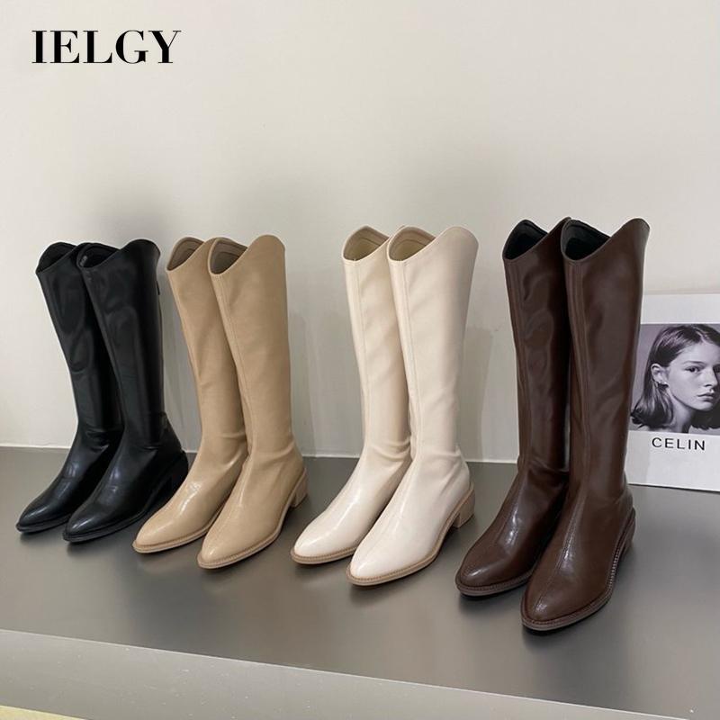 Bốt IELGYmuix nhọn phối khóa kéo phía sau thời trang cá tính cho nữ