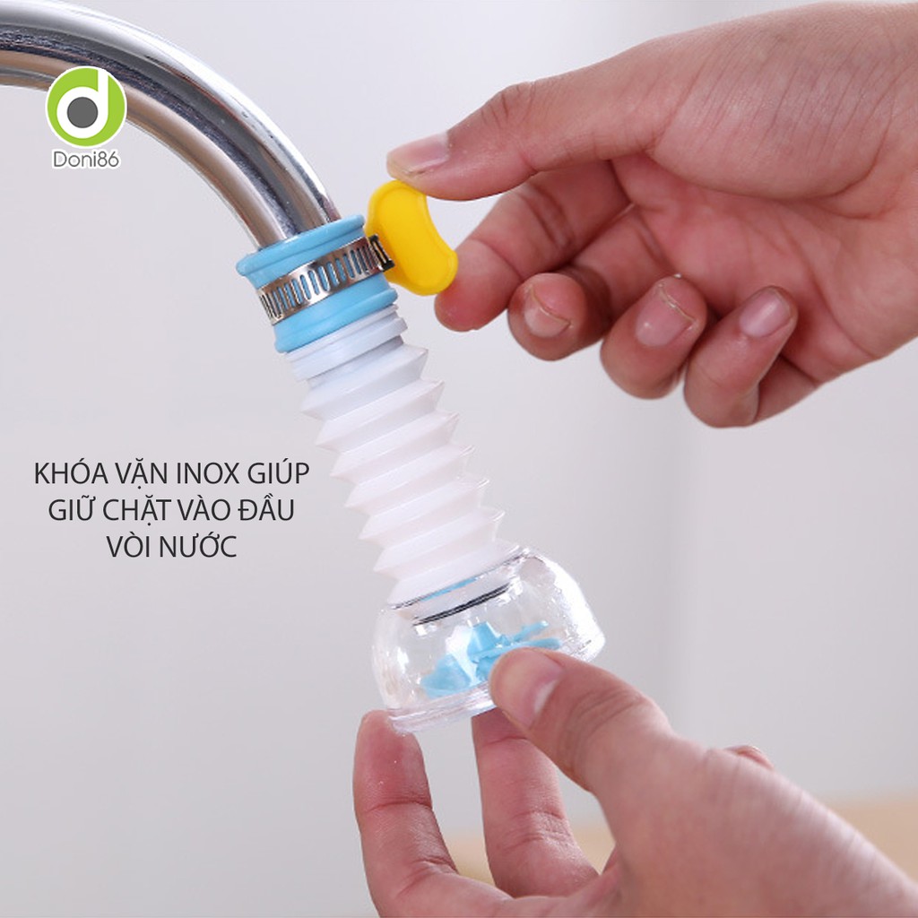 Đầu vòi xịt nước tăng áp cho vòi bồn rửa chén - Loại có nẹp inox - Doni86 - PK166