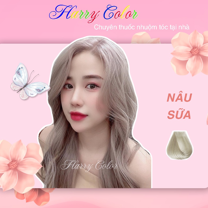 Thuốc nhuộm tóc 💕 FREESHIP >50K 💕 Nhuộm tóc màu Nâu sữa - nhuộm tóc tại nhà + tặng kèm oxy trợ nhuộm