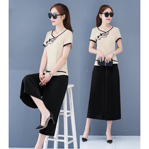 SET ĐỒ BỘ THUN CÁT HÀN QUẦN ỐNG RỘNG - COTAU