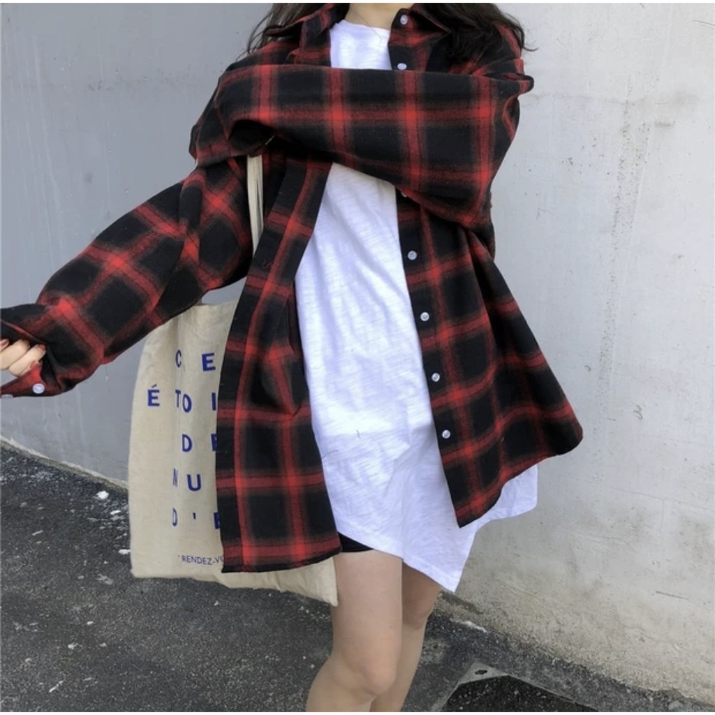 Áo sơ mi carro mẫu form rộng cá tính siêu hot hit