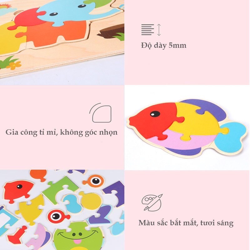 [HOT 2021] Đồ Chơi Tranh Ghép Hình 3D Nổi Bằng Gỗ - Đồ Chơi Gỗ Thông Minh Montessori Cho Bé - Động Vật Có Cánh