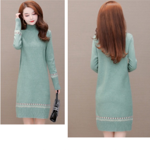 Áo len dáng dài cổ cao phong cách sang trọng chất liệu len dệt kim mềm mịn