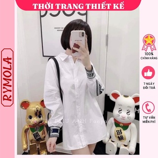 Áo Sơ Mi Nữ Dior Form Rộng Viền Chữ Tay Dài MOLA
