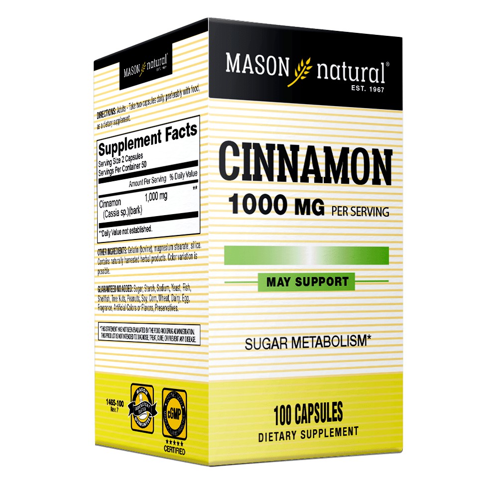 Viên Uống Hỗ Trợ Chuyển Hoá Đường MASON NATURAL Cinnamon 100 Viên