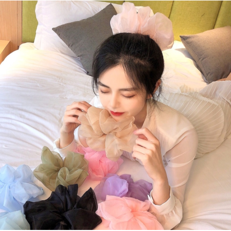 Dây buộc tóc ren màu trơn dễ thương cho nữ