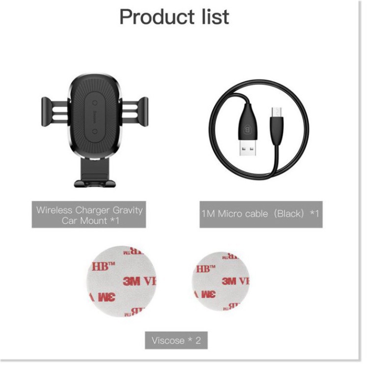 [CHÍNH HÃNG] Đế Sạc Nhanh Không Dây Trên Ô Tô Hãng Baseus Công Xuất 10W Thông Minh Kiêm Chuẩn Qi Cho Iphone, Samsung