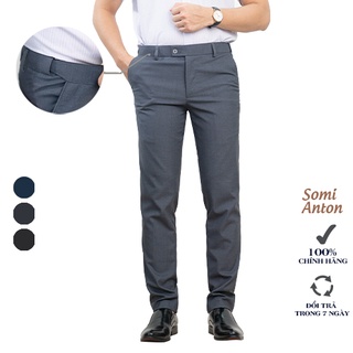 Quần Âu Nam Công Sở Thương Hiệu Anton Dáng Suông, Chỉnh Cạp Màu Ghi - Mã QA206