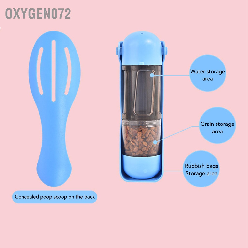 Oxygen072 Bình nước di động cho thú cưng – Dụng cụ uống nước cầm tay du lịch tiện dụng cho chó mèo - Đa chức năng có dây buộc 300ml