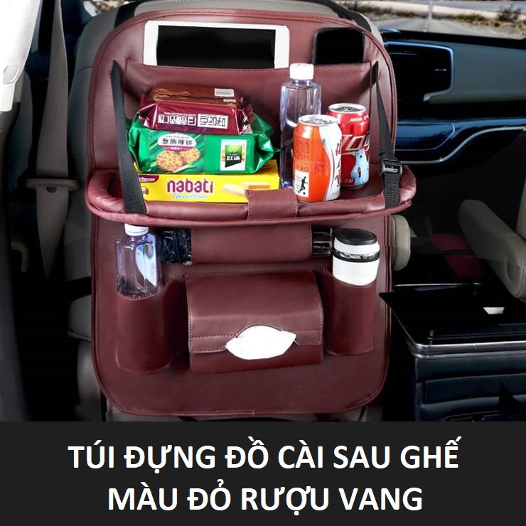 Túi để đồ sau ghế ô tô bằng Da, mẫu có móc ôm sát ghế, tăng thêm không gian đựng đồ trên xe tiện lợi thẩm mỹ