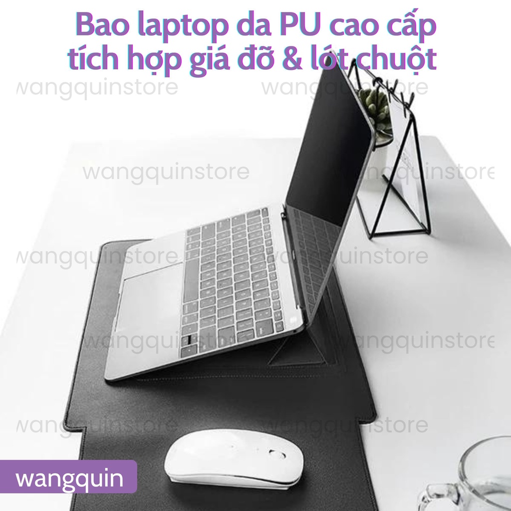 Sẵn VN Bao Da Bao Laptop 13 13.3 14 15 15.6 inch Sang Trọng Cao Cấp Nhiều Tính Năng Tích Hợp Giá Đỡ và Lót Chuột
