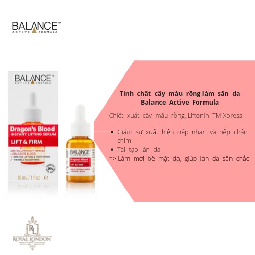 Serum Nâng Cơ, Phục Hồi Da Tinh Chất Cây Máu Rồng Balance Dragon's Blood Instant Lifting 30ml | BigBuy360 - bigbuy360.vn