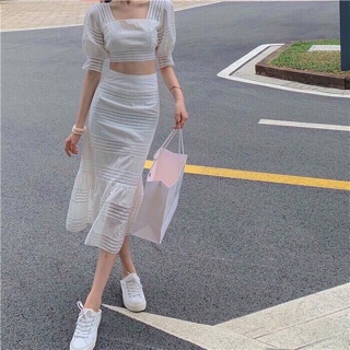 (Ảnh thật sp ở cuối) SET ÁO Croptop phối ren