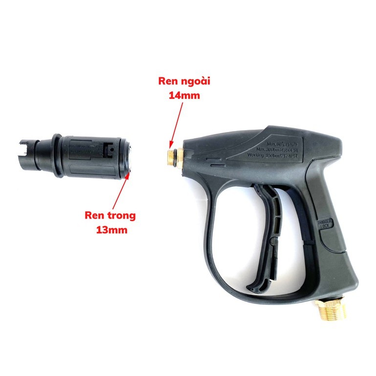 Súng rửa xe, Súng rửa xe áp lực cao ren ngoài 22 và 14mm