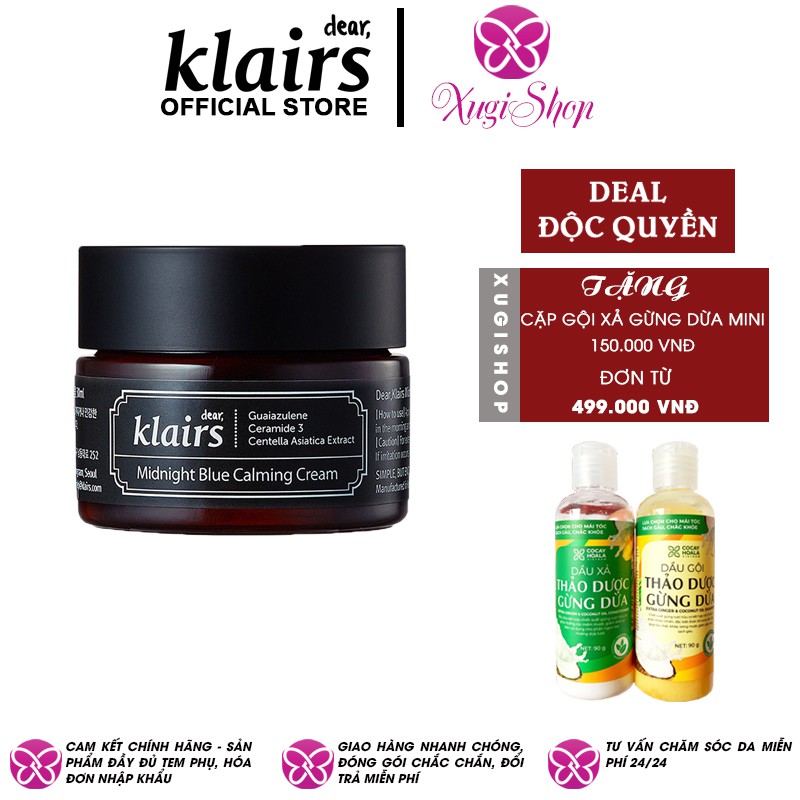 Kem Dưỡng ẩm Làm Dịu, Phục Hồi Da Tổn Thương, Nhạy Cảm Klairs Midnight Blue Calming Cream 30ml