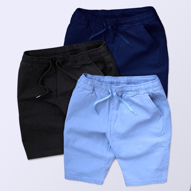 Quần ngố kaki nam cao cấp, quần lửng nam kaki co giãn cao cấp chính hãng màu trắng đen lưng thun dáng thể thao