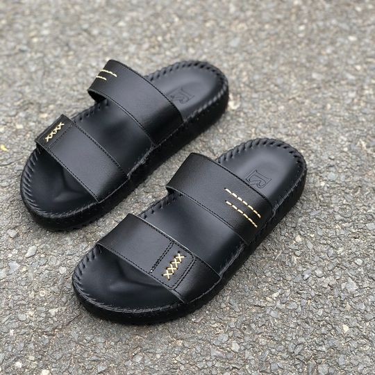 Dép Nam hai quai ngang trơn khâu chỉ 4 dấu nhân , mã H