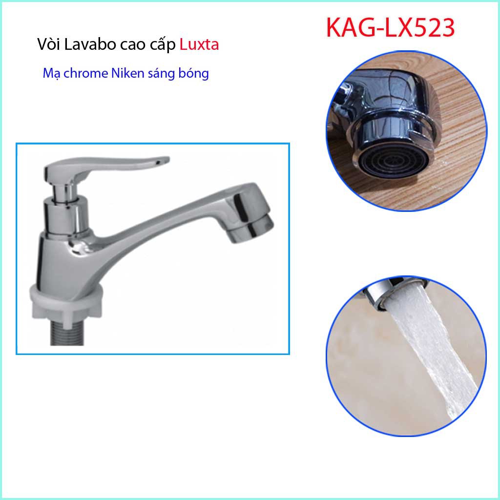 Vòi lavabo lạnh Luxta KAG-LX523 tay gạt, vòi chậu rửa mặt nước mạnh thiết kế tuyệt đẹp sử dụng siêu bền