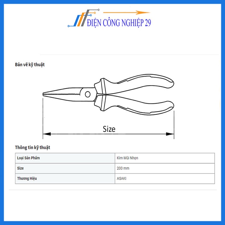 Kìm Mỏ Nhọn Asaki 68 Inch Cao Cấp