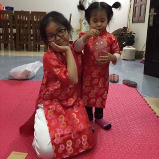 Áo dài gấm bé gái loại 1