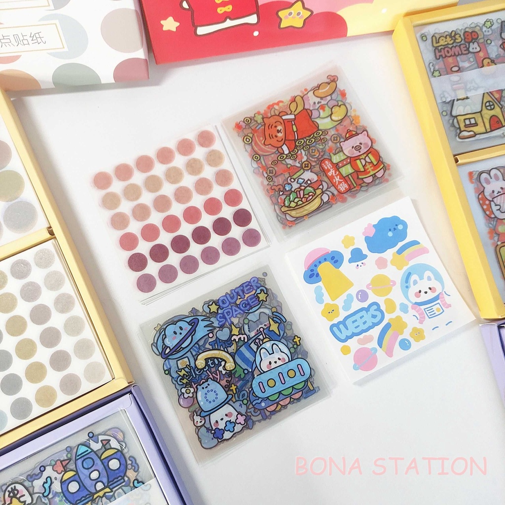 Set 10 tấm sticker dễ thương trang trí sổ tay bullet journal - set ngẫu nhiên