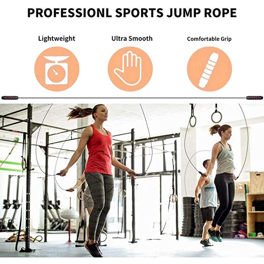 Skipping Rope Tangle-Free with Ball Bearing Rapid/ Speed Jump Ropes Cable With Memory/ Foam Handles for Aerobic Exercise Like Speed Training, Fitness
