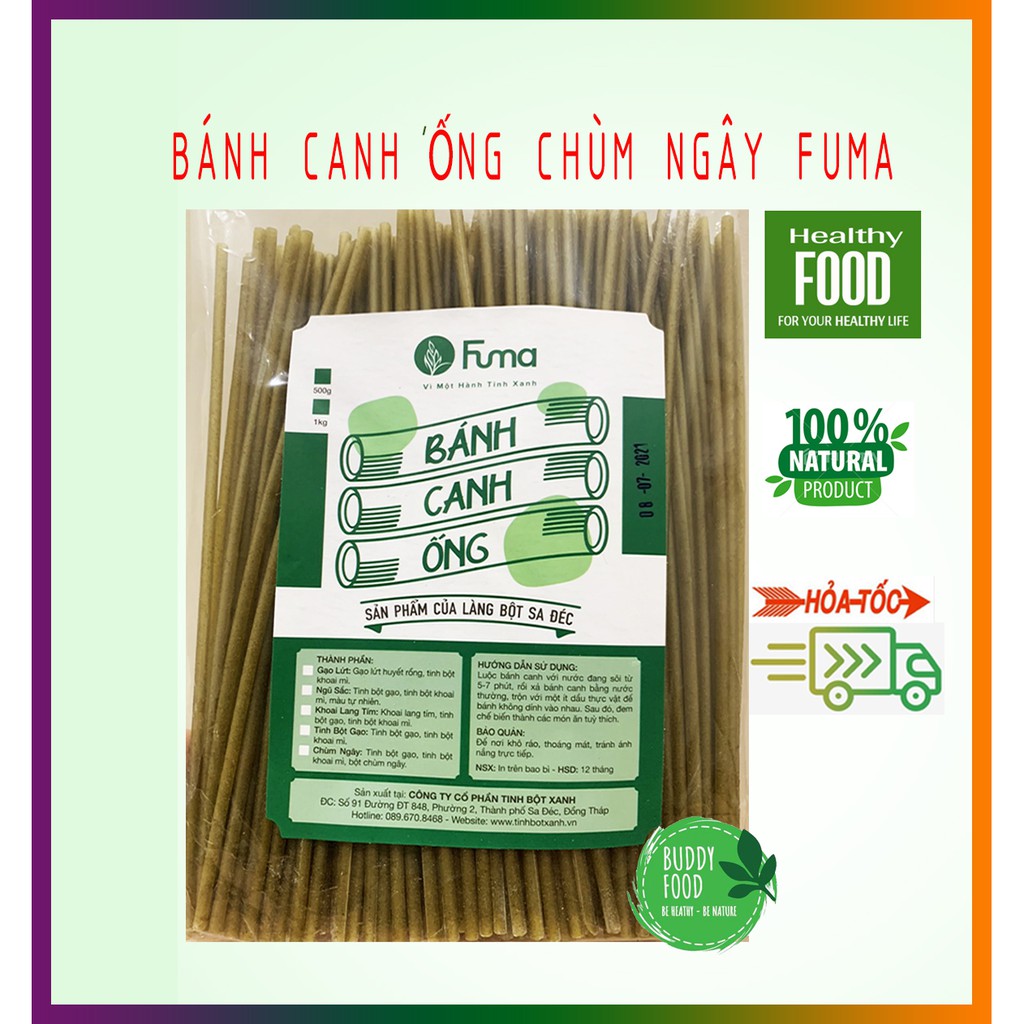 Bánh Canh Ống Chùm Ngây Tinh Bột Xanh Sa Đéc Gói 500Gr