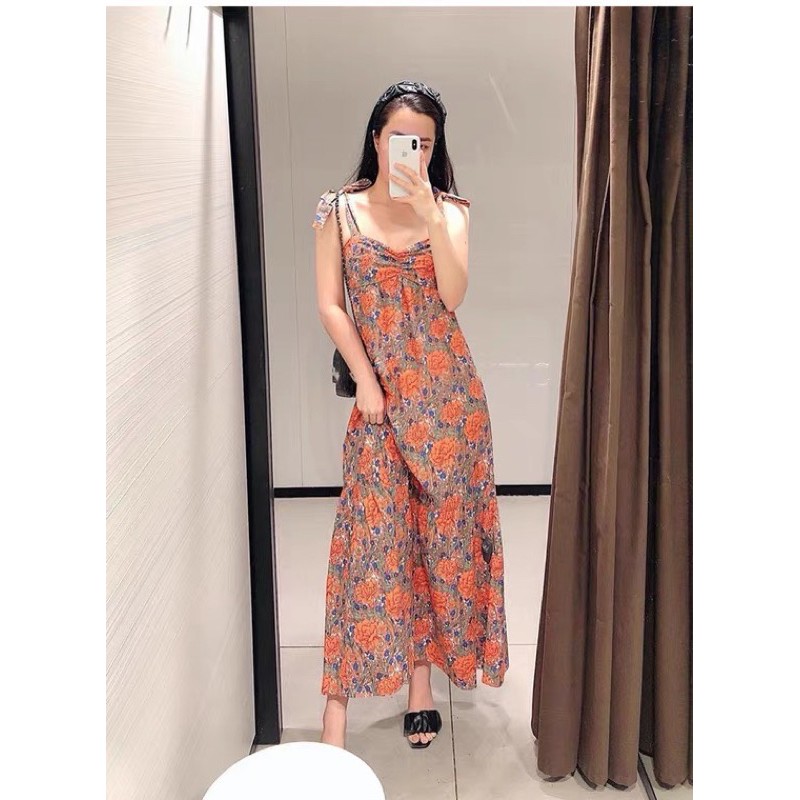 VÁY HOA CAM 2 DÂY BUỘC ZR | BigBuy360 - bigbuy360.vn