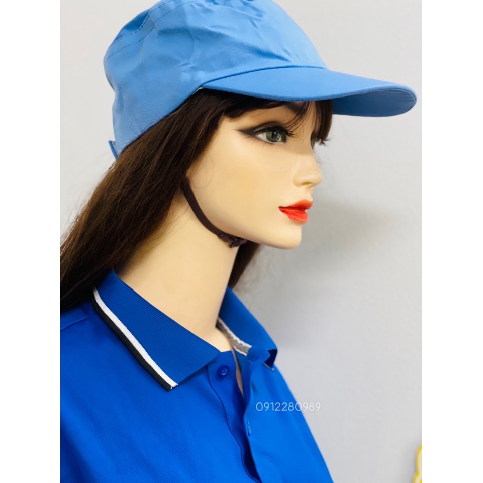 Áo thun có cổ thời trang nam nữ vải cá sấu mè nhẹ mát màu xanh bích _ Hình chụp thật