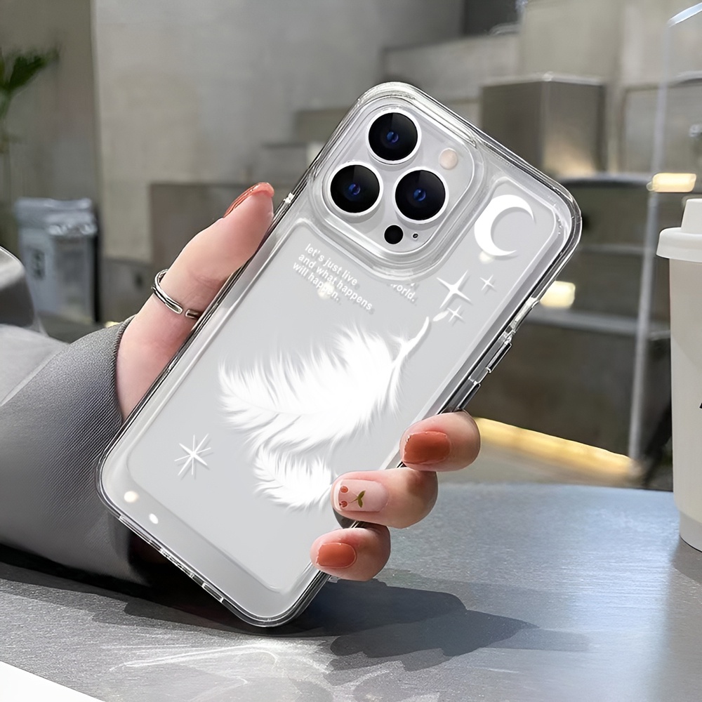 Ốp Điện Thoại Tpu Dẻo In Hình Mặt Trăng Vũ Trụ Trắng Cho iphone 14ProMax 14Plus 13 11 12 7Plus X XR XS Max