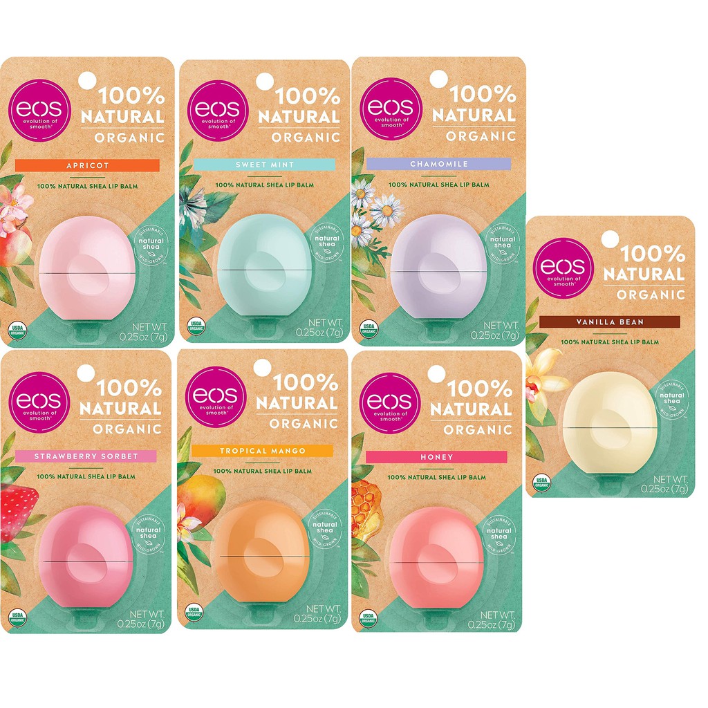 Son Dưỡng Ẩm quả trứng eos Natural &amp; Organic Sphere Lip Balm 7g (Mỹ)