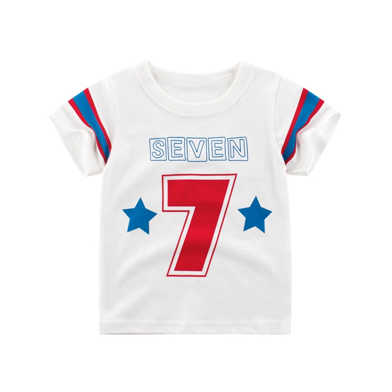 Baby Boy Number Seven Prints Short Sleeve T-Shirt Kids Clothing