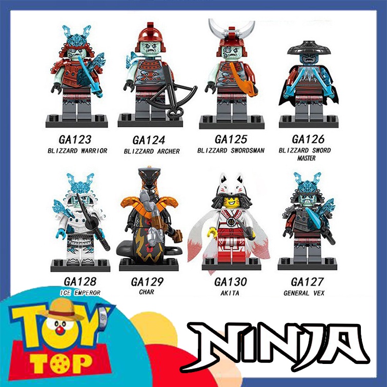 [Một con] Đồ chơi ghép Ninja : Minifigure Ninjago các nhân vật hồ ly samurai akita rắn PRCK GA123 - GA130