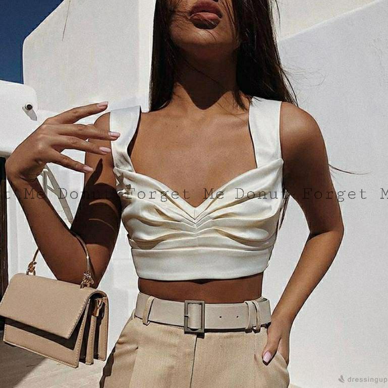 Pass áo Croptop nhún ngực chất lụa mềm Trangssii