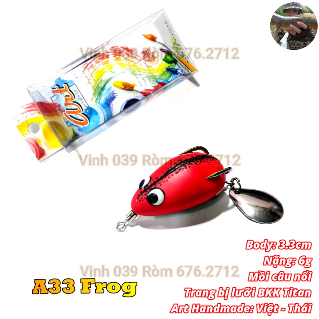 Nhái Hơi A33 - Mồi câu cá lóc - Lưỡi BKK Titan