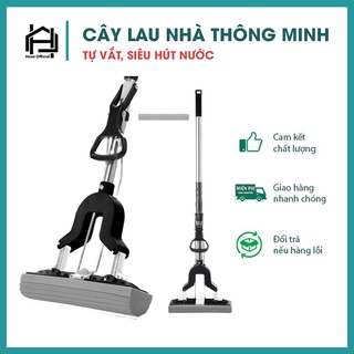 Cây lau nhà tự vắt siêu hút nước, chổi lau sàn mút vắt, cây lau nhà thông minh tiện dụng