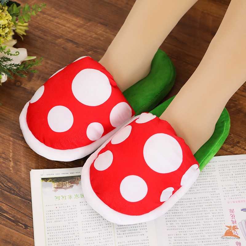 #dep Lê# Cannibal Flower Shape  Slippers Soft Warm Plush Slippers with Pot Holder for Adults Teens