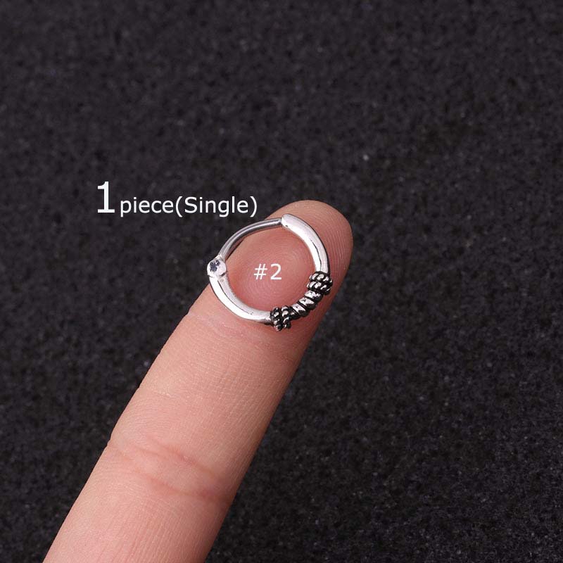 Khuyên tai mạ bạc đơn kiểu dáng vintage 16g 10mm