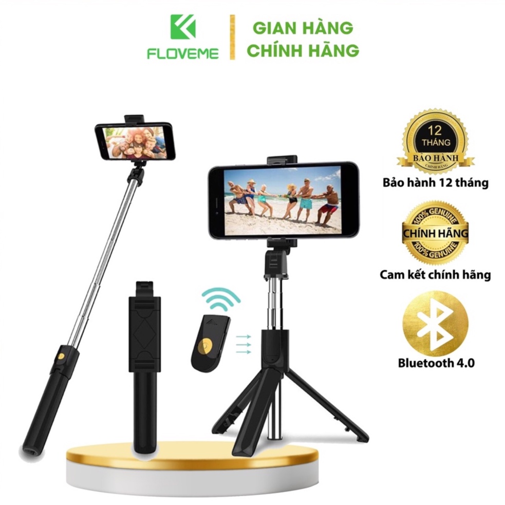 Gậy Chụp Ảnh, Tự Sướng 3 Chân Đa Năng - Floveme K07, Selfie Kèm Điều Khiển Từ Xa Remote - Bluetooth 4.0